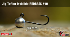 Jigová hlavička Teflon Invisible REDBASS #10, 13 mm