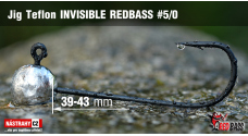 Jigová hlavička Teflon Invisible REDBASS #5/0, 43 mm