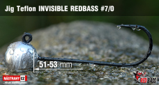 Jigová hlavička Teflon Invisible REDBASS #7/0, 53 mm